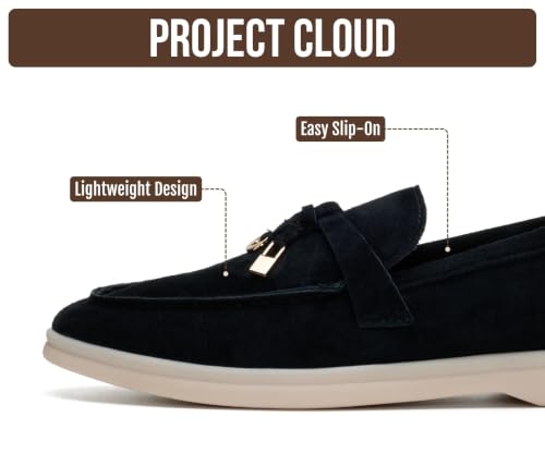 Image of Project Cloud 100% Genuine Leather Slip-on Casual Loafers for Women | Memory Foam Insole Lightweight Womens Loafers - Non-Slip Moccasins Comfortable Casual Footwear - Comfortable Loafers Women
