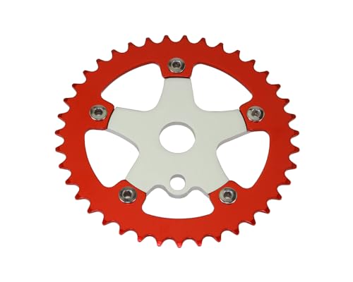 ALTALINE Bicycle Alloy 39 Teeth Single Speed Chainring/Sprocket Spider Style Bike, Multiple Colors (Red)