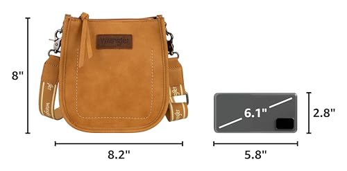 Image of Wrangler Small Crossbody Bag for Women, Mini Shoulder Purse with Adjustable Strap, Vegan Leather Phone Purse
