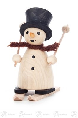 Figurine en bois miniature homme de neige de ski cadeau traditionnel de Noël