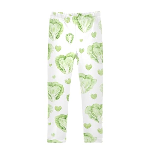 Cabbage Love Print Girls Leggings Soft Stretch Workout Yoga Dance Pants for Kids Casual Tights