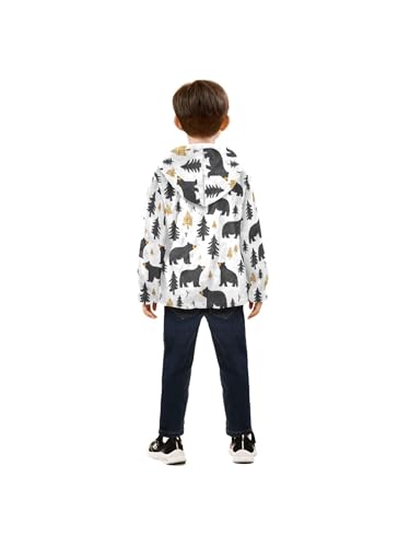 Abstract Black Bear Tree Girls Fleece Jacket Girls Fall Jacket Boys Coats Zip Up Hoodie Children Outerwear 2-10T4