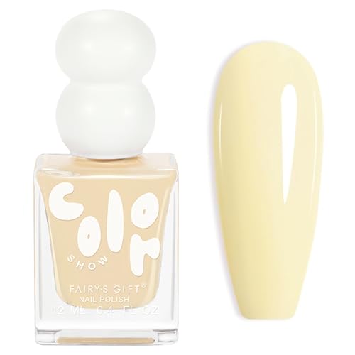 Butter Yellow Nail Polish - Pale Yellow Nail Polish Quick Dry - Spring Summer Pastel Nail Varnish - Air Fast Drying 12ml Nail Lacquer Non Gel Oil-Based Nail Art Manicure Home DIY