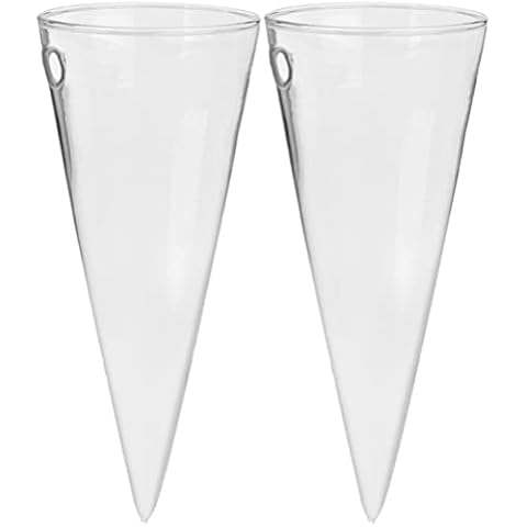 HANABASS Home Decor 2pcs Household Wall-Mounted Glass Vase Cone Shape Hydroponic Clear Glass Vase Decorative Planter Plants Cover