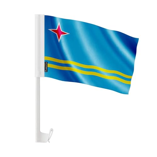 Drapeau Voiture Aruba en Polyester 30x45cm lot de 50 pièces pour cortège et défilé