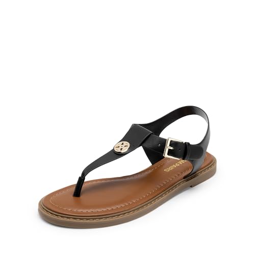Image of DREAM PAIRS Dressy T-Strap Flat Thong Sandals for Women Comfort Roman Gladiator Casual Summer Beach Flip Flop Shoes with Adjustable Back Ankle Strap