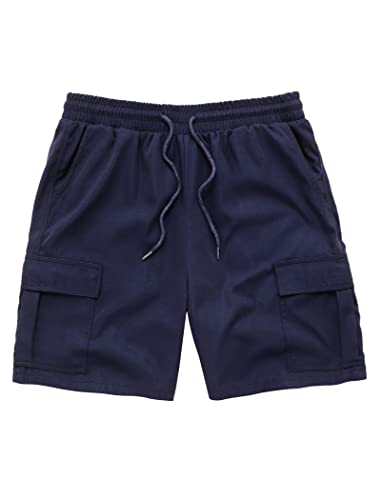 Wataxii Men's Elastic Waist Cargo Shorts Quick Dry Work Shorts Lightweight Hiking Shorts With Multi-Pocket #TOP2
