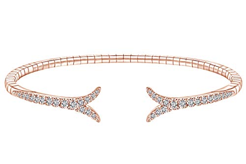Affy 5/8 Ct White Natural Diamond Adjustable Fashion Cuff Bracelet In 14K Rose Gold Over Sterling Silver (I-J Color, I2-I3 Clarity, 0.63 Cttw) #TOP2