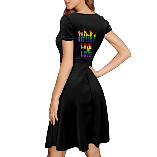 Image of Irisjudy T Shirt Dress for Women Short Sleeve Girls Short Sleeve Dress Plus Size, O Neck Knee Length Midi Dress for Ladies