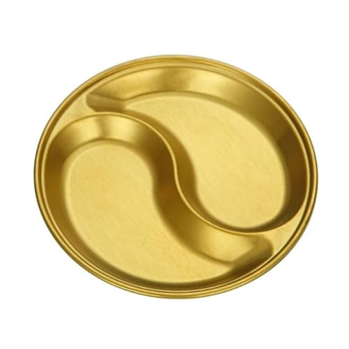 仕切り皿 仕切り付きソース皿 5個 大人子供向き(Gold,12x1.5cm)