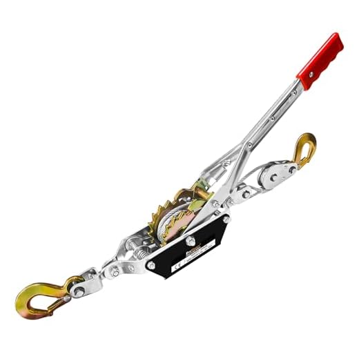 FITHOIST Come Along Winch 2T Pulling Capacity 7FT Steel Cable 2 Hooks Heavy Duty Ratchet Power Puller Tool with Dual Gears Hand Winch Cable Automotive Hoist Winch Puller