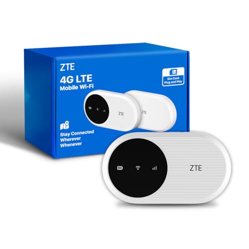 ZTE U10, Wi-Fi 6/4G LTE Mobile Wi-Fi, unlocked low cost portable hotspot, connects to 32 Devices, 2000mAh Battery, built in antenna for enhanced speeds, FREE SMARTY SIM Card- Pebble White