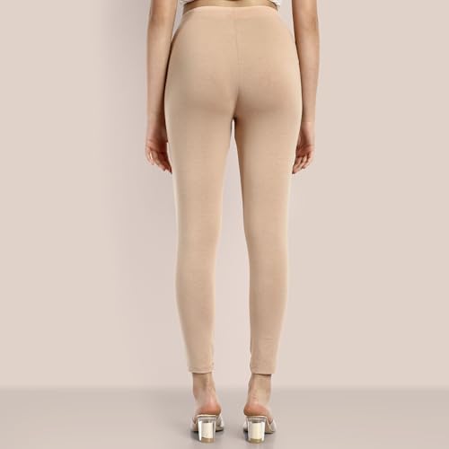Image of ONE SKY Women Ankle Length Leggings | Premium Cotton Modal Spandex Blend | High Waist Stretchable & Bio-Washed Fabric | Colour-Lock | Ethnic Leggings for Women