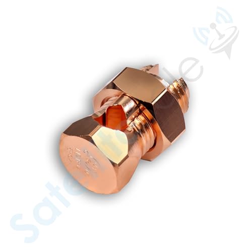 SatelliteSale UL-Listed Bonding Lugs High Conductivity Copper Coated Brass Grounding Split Bolt Connectors Size #4 Pack of 50 Pieces