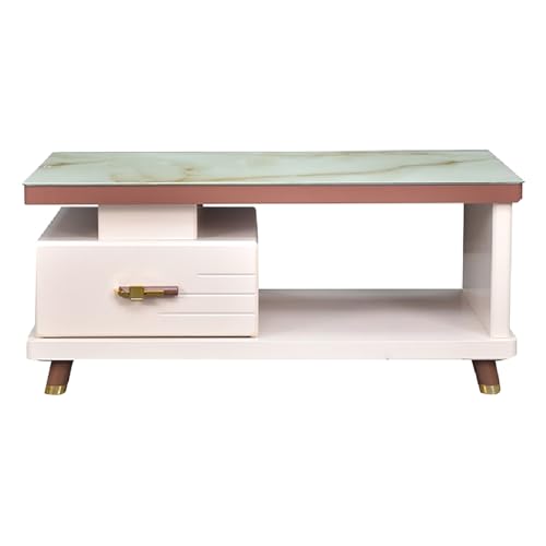 Image of Royaloak Melaka Malaysian Coffee Table | Tempered Glass Top | HDF with High Gloss Reflective Finish | Ample Storage | Coffee Table for Living Room | Table with Storage | Multipurpose Table