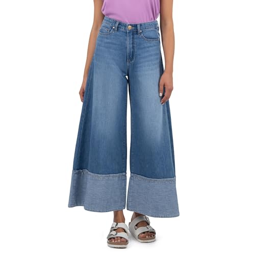 (取寄) カット フロム ザ クロス レディース ブレイク クロップ ワイド レッグ ウィズ ヘム ディテール KUT from the Kloth women Blake Crop Wide Leg with Hem Detail Medium Wash KUT from the Kloth Womens Blake Crop Wide Leg with Hem Detail