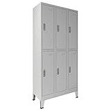 Material: Stahl vidaXL Schließfachschrank mit 6 Fächern Wertfachschrank Metallschrank Metallspind Umkleideschrank Spind Spint Stahl 90x45x180cm Grau