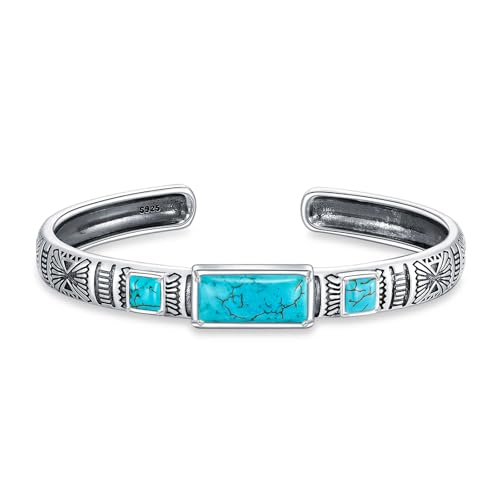 Genuine Turquoise Vintage Bracelet, Sterling Silver Boho Adjustable Boho Bangle Cuff Native American Jewelry, Fit for 6.5 7 7.5 Inches