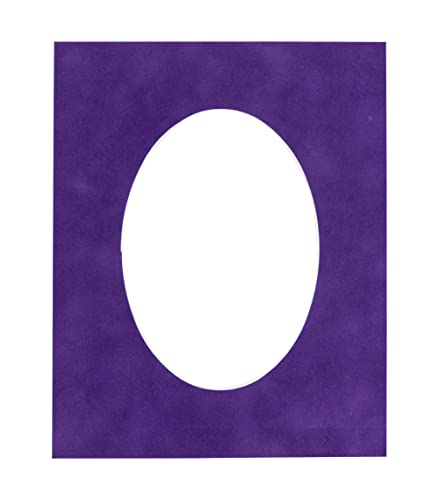 12x16 Mat Bevel Cut for 10x12 Photos - Precut Purple Crocus Suede Oval Shaped Photo Mat Board Opening - Acid Free Matte to Protect Your Pictures - Bevel Cut for Family Photos, Pack of 1 Matboard Show