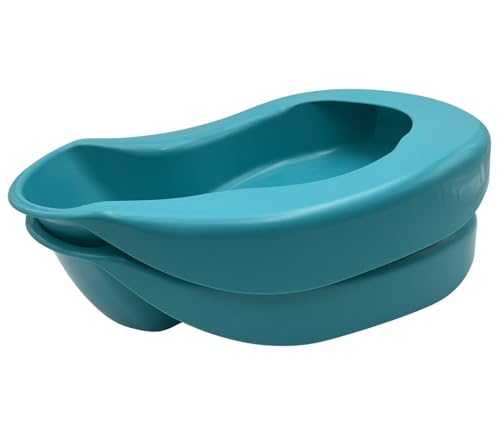 Premium Comfortable Plastic Pontoon Style Turquoise Bedpan, Contoured Shape for Added Comfort for Elderly (Pack of 2)