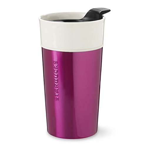 Starbucks Stainless Steel and Ceramic Tumbler Berry and White 12 fl oz