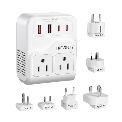 TREVOLTY 7-in-1 European Travel Plug Adapter, 2000W Universal Travel Adapter