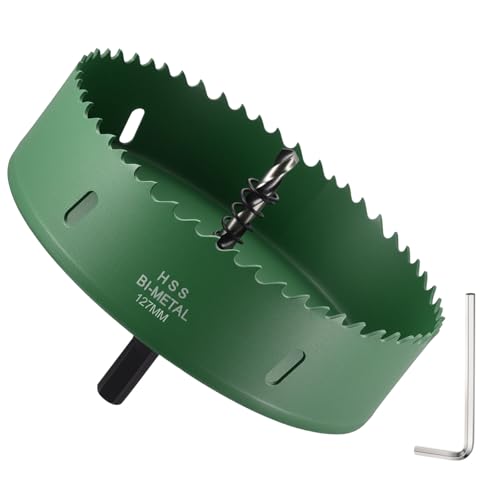 Image of DTGN 5" Bi-Metal Hole Saw M42 HSS - 127mm Hole Cutter - Good for Thick Stainless Steel/Alloy/Aluminium/Brass/Copper - Green