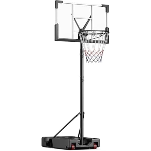 Basketball Hoop Outdoor, 10FT Height Adjustable 45 Inch Shatterproof Backboard Portable Basketball Hoops Goals System with 2 Wheels for Backyard/Driveway/Indoor/Court