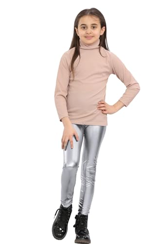 Pantalones cálidos para niña con baño de plata brillante y efecto térmico