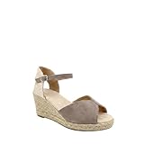 MODELISA - Sandalias Cuña de Esparteñas para Mujer, Alpargatas con Plataforma de Yute y Pulsera al Tobillo (Taupe, Sistema tallas calzado EU, Adulto, Mujer, Números, mediano, 38)