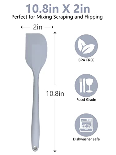 Gray Silicone Spatula For Cooking Heat Resistant, 10.8 Inch Small Kitchen Spatula Silicone, Flexible Rubber Spatula For Baking #TOP1