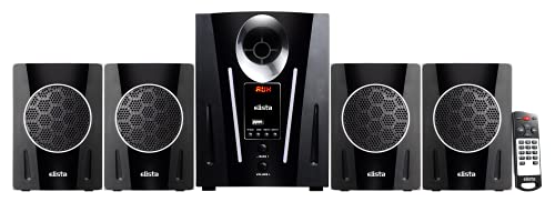 Elista Thunder 4.1 Channel Multimedia Speaker with Bluetooth/USB/FM/Aux | 65 W | with Remote, Black
