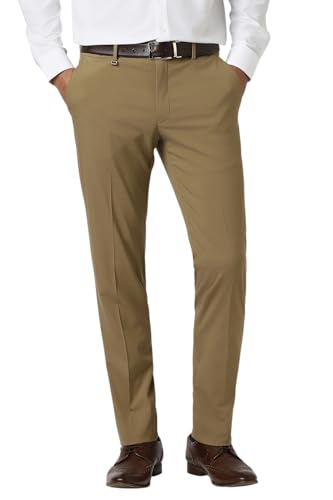 Image of Van Heusen Men's Mid Rise Slim Fit Premium Formal Trousers | Superior Comfort | Auto-Flex Waist Band | Soft Touch