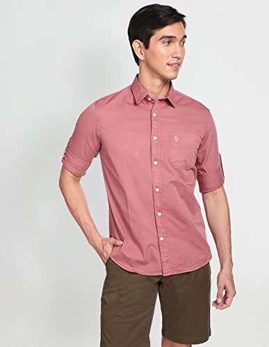 Image of U.S. Polo ASSN. Men Cotton Solid Regular Fit Shirt