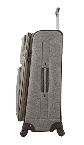 Nicole Miller Designer Luggage Collection - Expandable 24 Inch Softside Bag - Durable Mid-sized Lightweight Checked Suitcase with 4-Rolling Spinner Wheels (Cameron Tan)