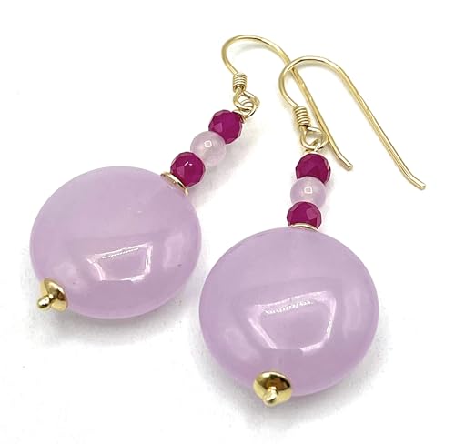 Boucles d'oreilles rubis et jade lavande pour illuminer vos tenues de soirée et mariages