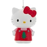 Kurt Adler Hello Kitty with Tree Ornament, 3.5', Red Dress, Officially Licensed, HK1243