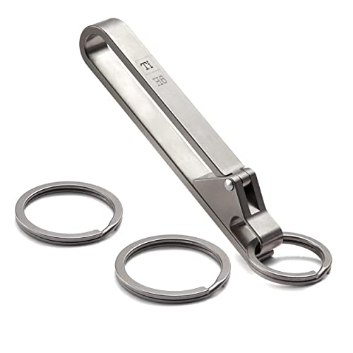 BANG TI Titanium Quick Release Keychain Clip for Belt Key Clasp with Keyrings Kit (H6), H6keyringskit, L