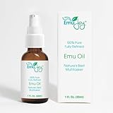 Emu Joy Emu Oil Organic - 100% Pure, Made in the USA - Emu for Skin, Face, Hair, and Nails, Piercing Bump Oil & Tattoo Aftercare (New Packaging, 1 Fl Oz)