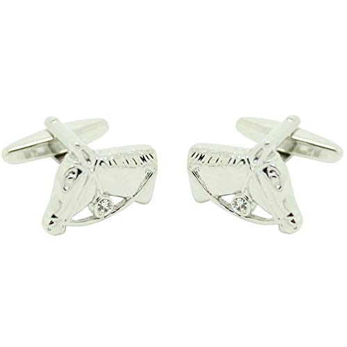 Gemelos de cabeza de caballo de cristal con un acabado elegante para camisa de gala 2