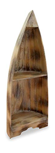livasia étagère de Bateau de Bali, bibliothèque, étagère en Bois, étagère de Salle de Bain, Durable et Fait Main, Blanc, 40x36x95cm