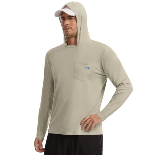 Image of BASSDASH Men's UPF 50+ Fishing Hoodie Shirts with Chest Pocket Lightweight UV Sun Protection Long Sleeve Hiking Sports FS34M