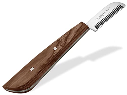 Trimmmesser für Hunde und Katze mit Super feiner Zahnung. Ideal für Beginner in der Fellpflege. Kleine Feine Kurze Ausführung Fellmesser Hundeschere Messer Kamm