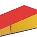Aymzbd Gym Tumbling Mat Training Anti Slip PU Leather Folding Incline Gym Mat Gymnastics Wedge Pad for Exercise Tumbling Kids, Red Yellow
