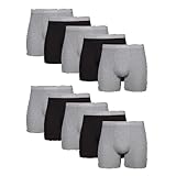 Hanes Men's Cool Dri Tagless Boxer Briefs With Comfort Flex Waistband, Multipack, 10 Pack - Marled Black/Gray Assorted , X-Large