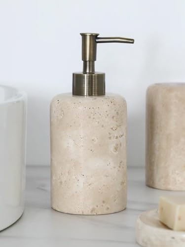 UMEONEVE Luxury Natural Beige Travertine soap Bottle Holder Shower Bottles