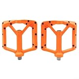 Mountain - Plataforma para bicicleta, pedales planos, pedales resistentes, plataforma ancha antideslizante para nailon con doble para reemplazo de pedal de ciclismo portátil (naranja)