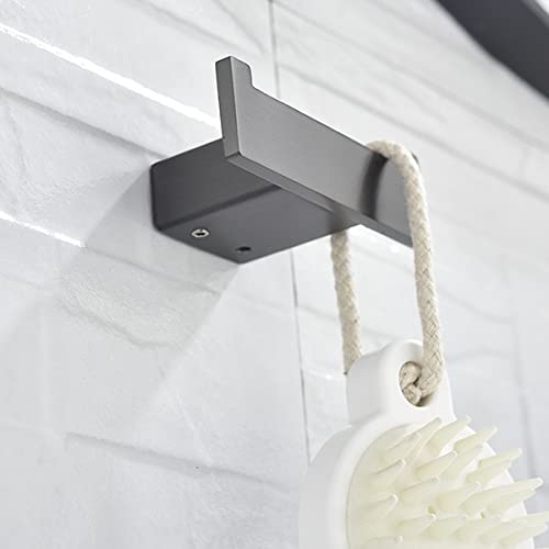 Porte-serviettes double gris antirouille pour fixation murale stable
