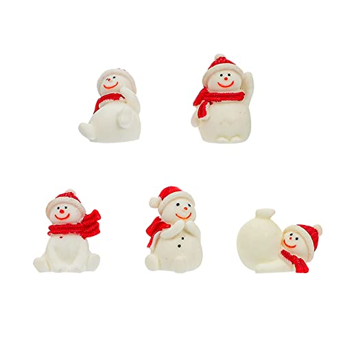 Baluue クリスマス アクアリウム デコレーション ミニ 樹脂 雪だるま フィギュア ケーキ トッパー クリスマス ミニチュア オーナメント ミニ像 水槽 デコレーション マイクロ ランドスケープ 妖精 ガーデン - 5個