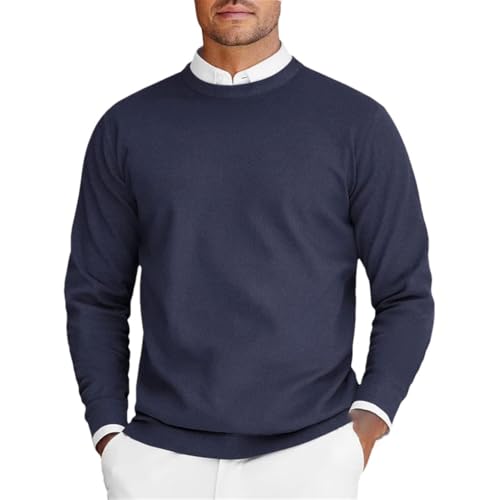 Solid Color Casual Round Neck Simple Classic Slim Lightweight Men's Pullover Sweater